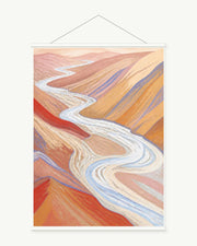 Alpine Ember art print with included white cylindrical hanging rods