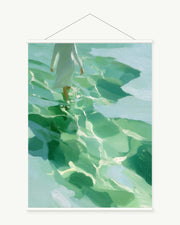 Aqua Light art print with included white cylindrical hanging rods