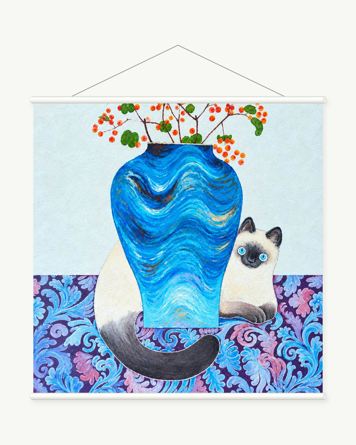 Blue Vase and Cat