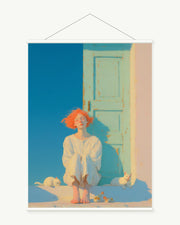 Bright Threshold art print with included white cylindrical hanging rods