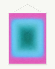 Chromatic Portal art print with included white cylindrical hanging rods