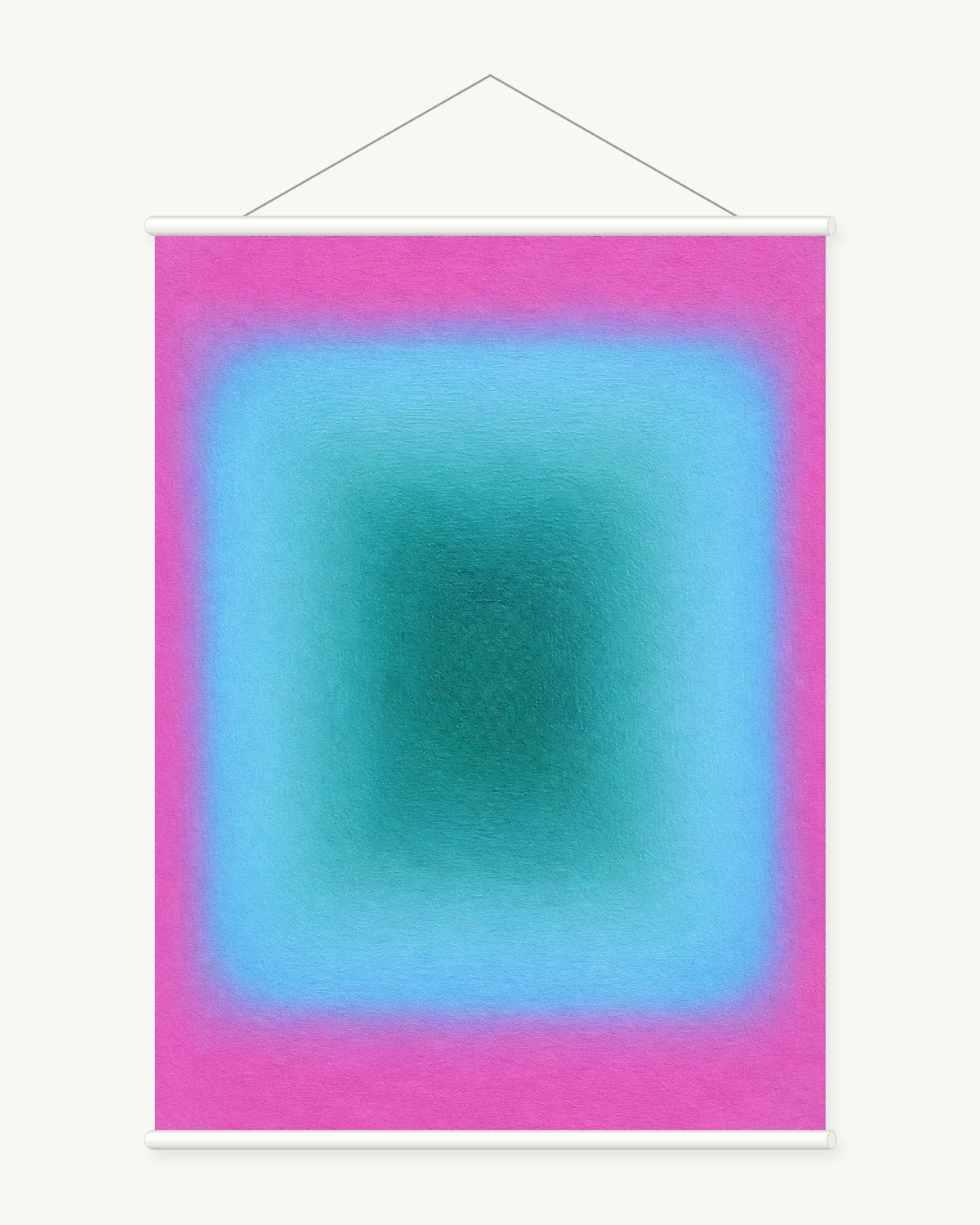 Chromatic Portal art print with included white cylindrical hanging rods
