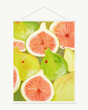 Citrus Morning art print with included white cylindrical hanging rods