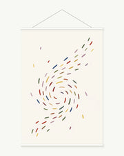 Confetti Current art print with included white cylindrical hanging rods