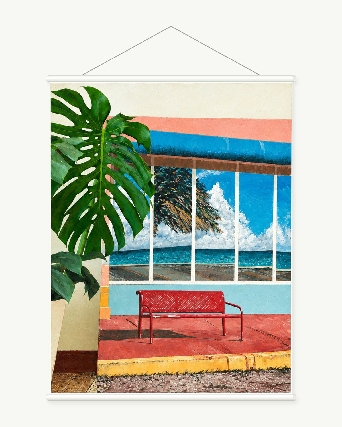 Empty Bench by the Sea