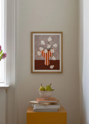 White Flowers in Striped Vase - gallery