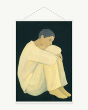 Ivory Daydream art print with included white cylindrical hanging rods