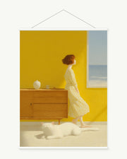 Last Light by Sea art print with included white cylindrical hanging rods