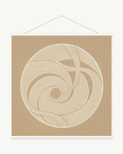 Lunar Threads art print with included white cylindrical hanging rods