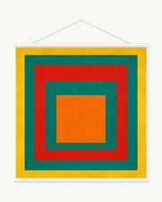 Nested Colour art print with included white cylindrical hanging rods