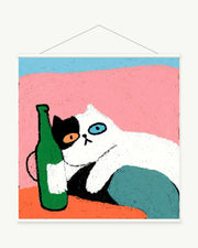 One More Toast art print with included white cylindrical hanging rods
