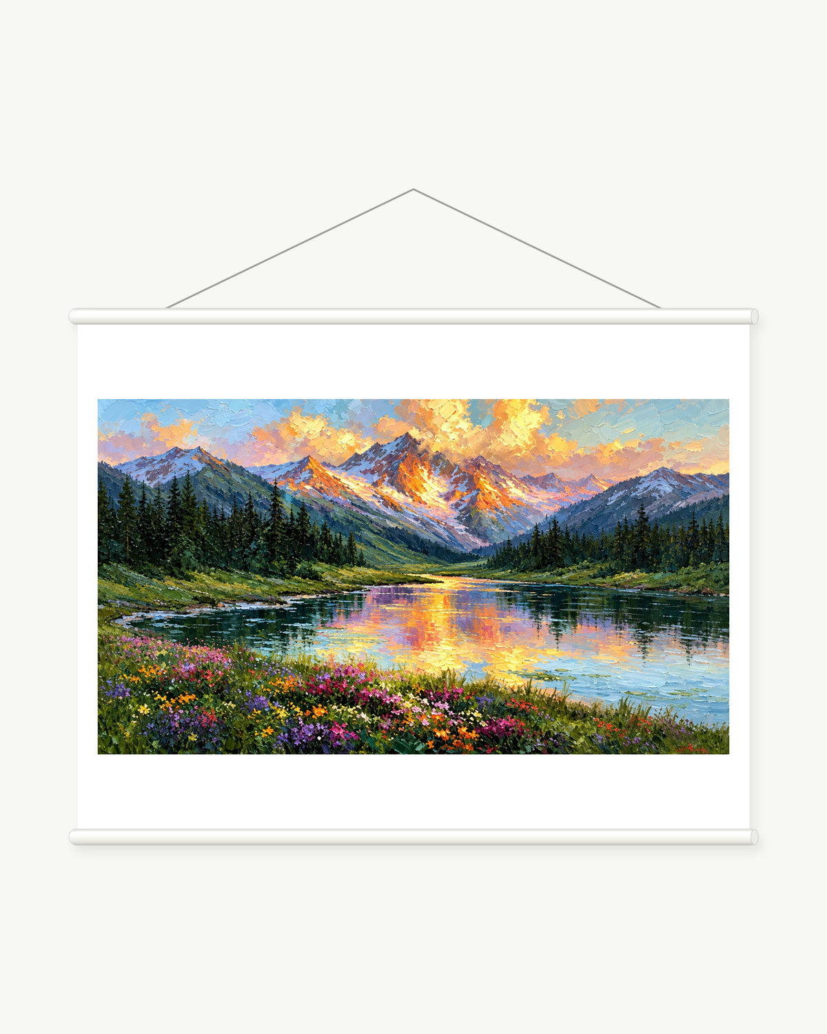 Golden Peaks Across the Water
