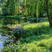 Close detail of the printed image in Willows Around the Garden Stream.