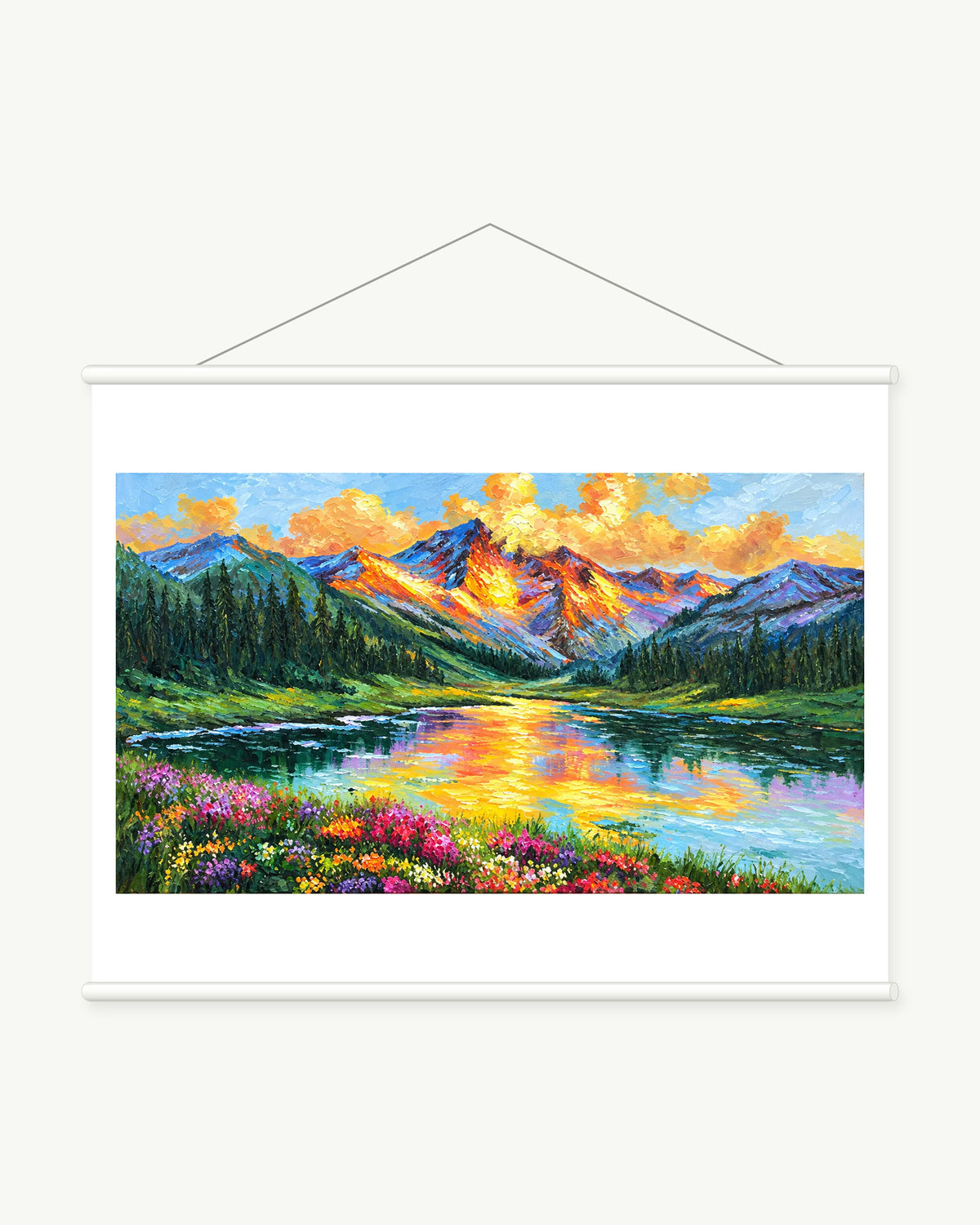 Burnished Peaks and Flowered Shore