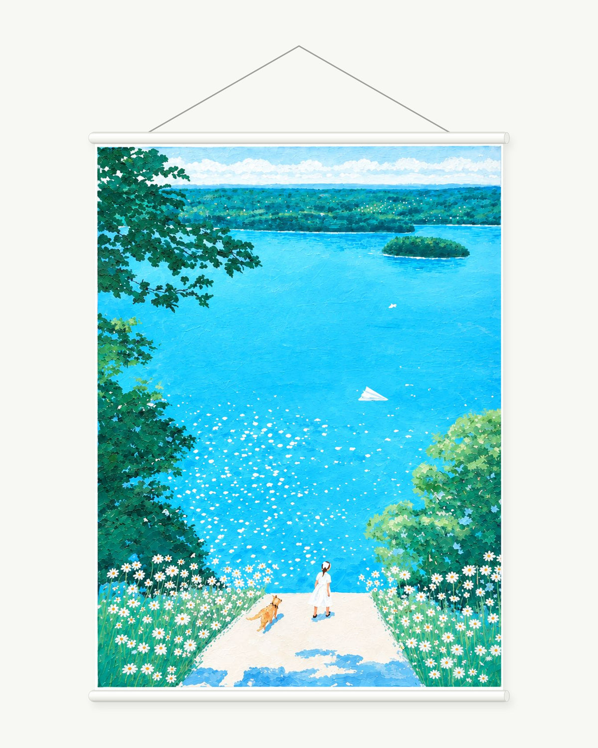 Paper Plane Over Blue Water