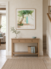 Blue Door Under Vines — styled room view with an optional frame