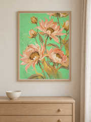 Mint Garden Blooms — close interior styling with an optional frame