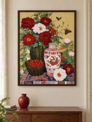 Peonies and Butterflies — close interior styling with an optional frame