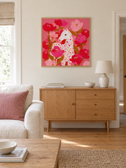 Poppy Meadow Horse — styled room view with an optional frame