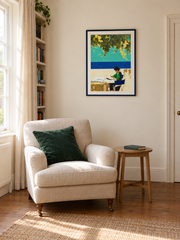 Reader Under Green Shade — styled room view with an optional frame
