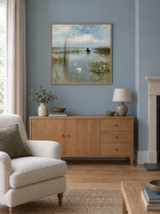 Still Lake Passage — styled room view with an optional frame