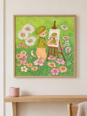 The Cat Painter — close interior styling with an optional frame