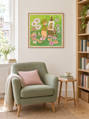 The Cat Painter — styled room view with an optional frame