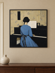 Woman at the Piano — close interior styling with an optional frame