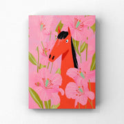 Pink Meadow Horse art print by PosterAndForm