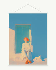 Quiet Wall art print with included white cylindrical hanging rods