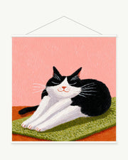 Resting Pose art print with included white cylindrical hanging rods