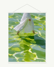 Ripples Around Her art print with included white cylindrical hanging rods