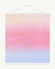 Rose Haze art print with included white cylindrical hanging rods