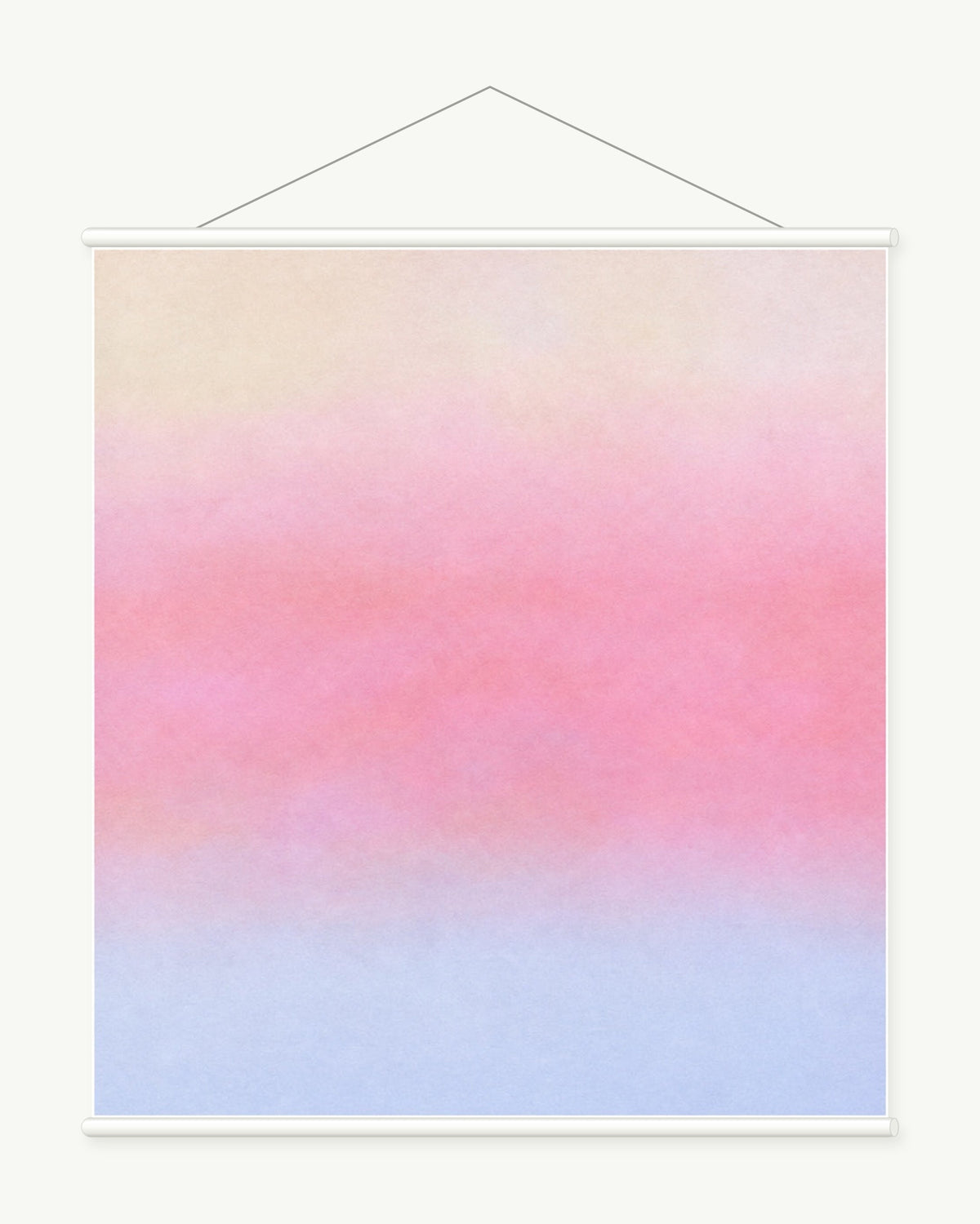 Rose Haze art print with included white cylindrical hanging rods