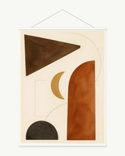 Sienna Geometry art print with included white cylindrical hanging rods
