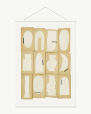 Silent Archive art print with included white cylindrical hanging rods