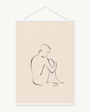 Single Gesture art print with included white cylindrical hanging rods