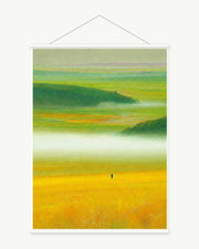 Solitary Figure on the Plain art print with included white cylindrical hanging rods