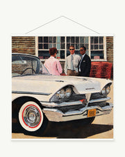 Street Corner 1999 art print with included white cylindrical hanging rods