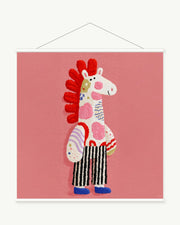 Stripe Trouser Horse art print with included white cylindrical hanging rods