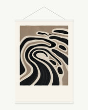 Tidal Maze art print with included white cylindrical hanging rods