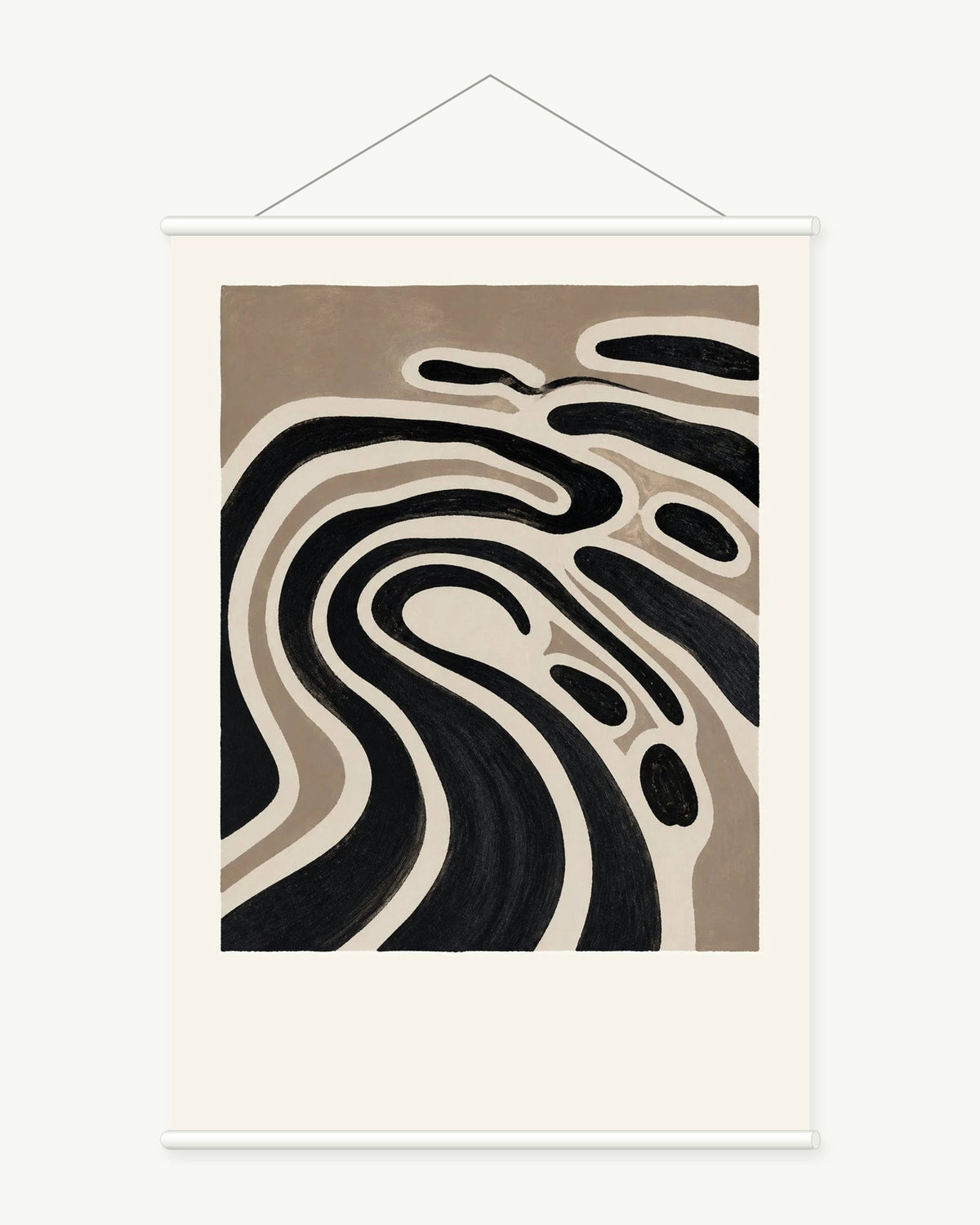 Tidal Maze art print with included white cylindrical hanging rods