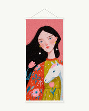Wildflower Pair art print with included white cylindrical hanging rods