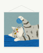 Yarn Daydream art print with included white cylindrical hanging rods