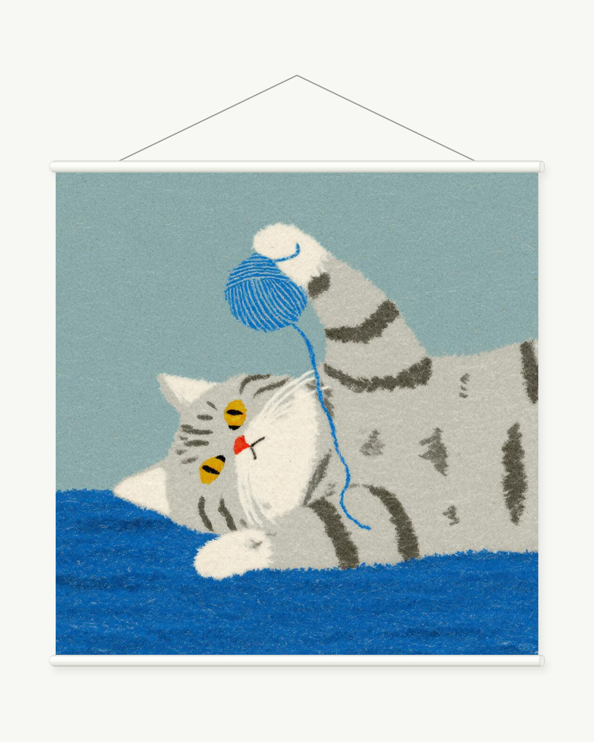 Yarn Daydream art print with included white cylindrical hanging rods